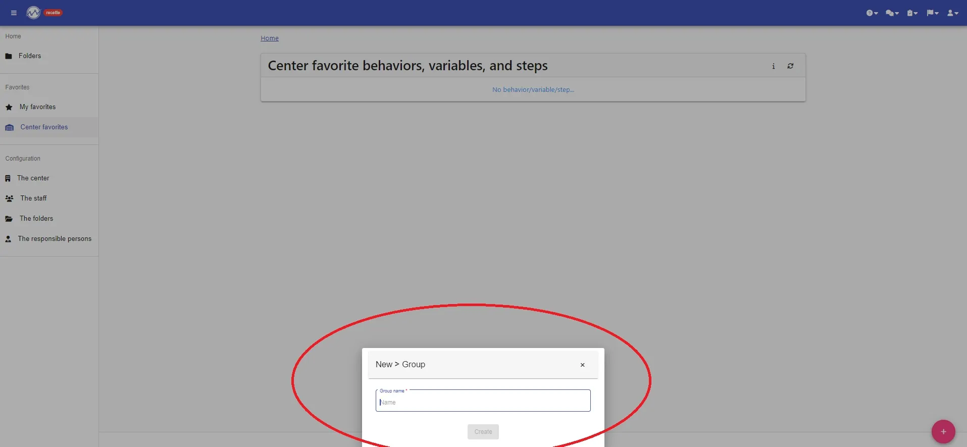 “New > Group” window to enter the group name