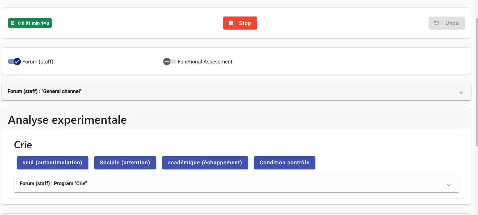 Online clicker with the staff forum enabled: general channel and forum of the “Crie” program