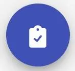 Icône du clicker en ligne : un presse-papiers coché blanc sur un rond bleu